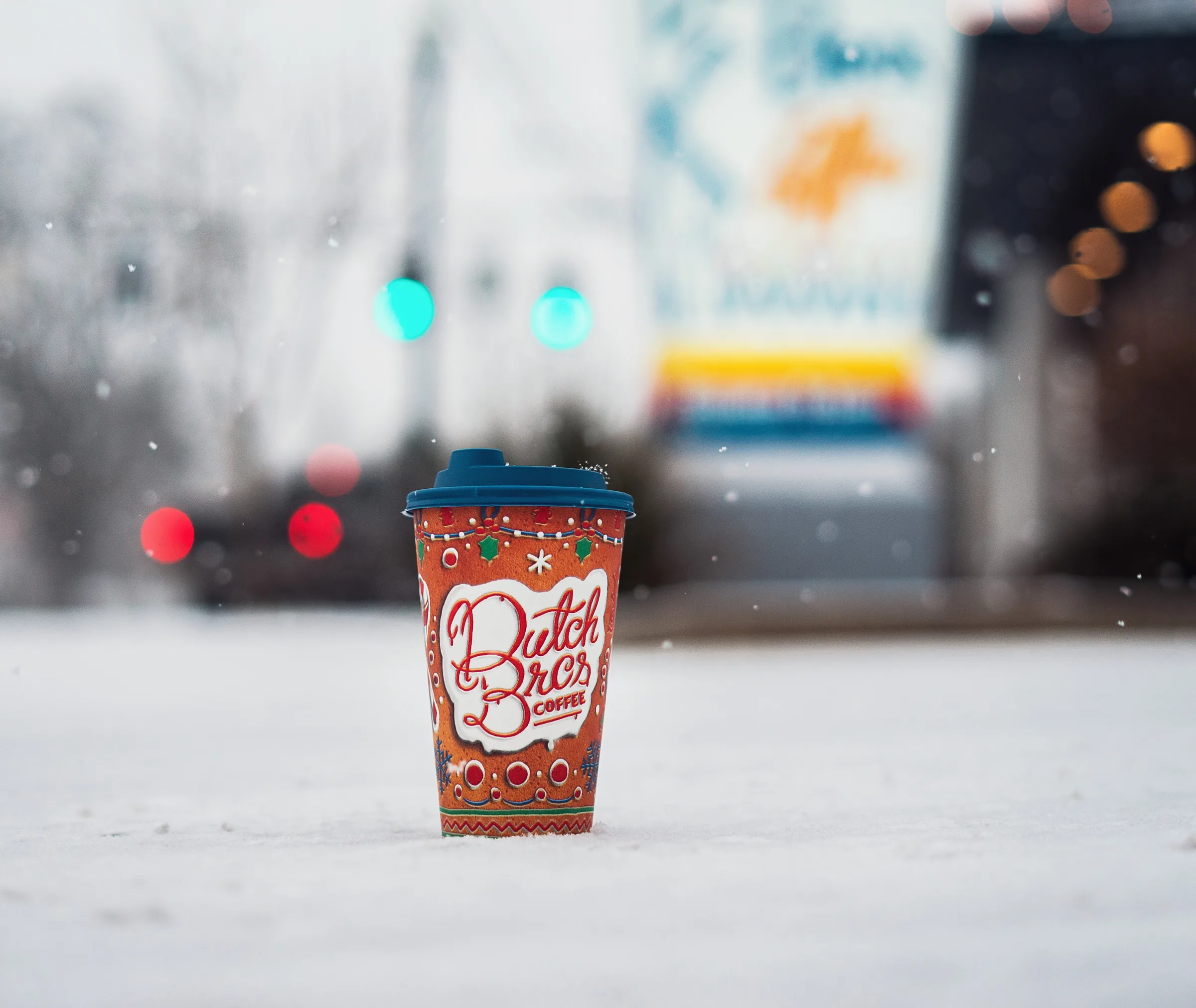 Medium Hot Coffee Outside In The Snow